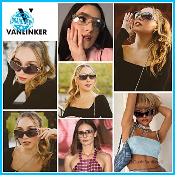 Oversized Y2K Wrap Around Sunglasses Trendy Frameless Shield Fashion Glasses main image 7